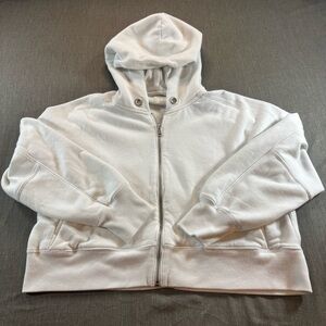 Abercrombie & Fitch Cropped Women’s White Soft Zip Up Hooded Sweatshirt Sz Large